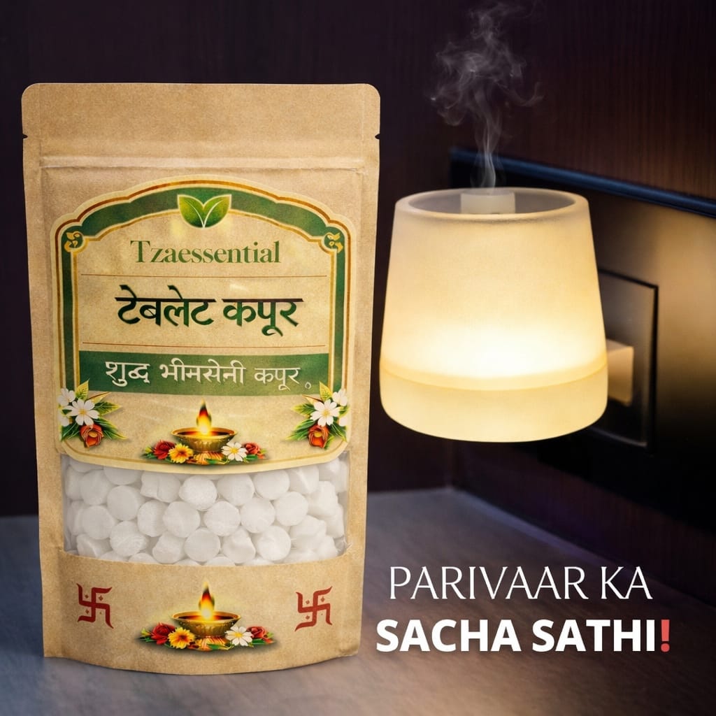 Tzaessential  100% Pure Camphor Tablets, Kapoor Tablets, Kapoor Dani, Diffusers, Puja 50g