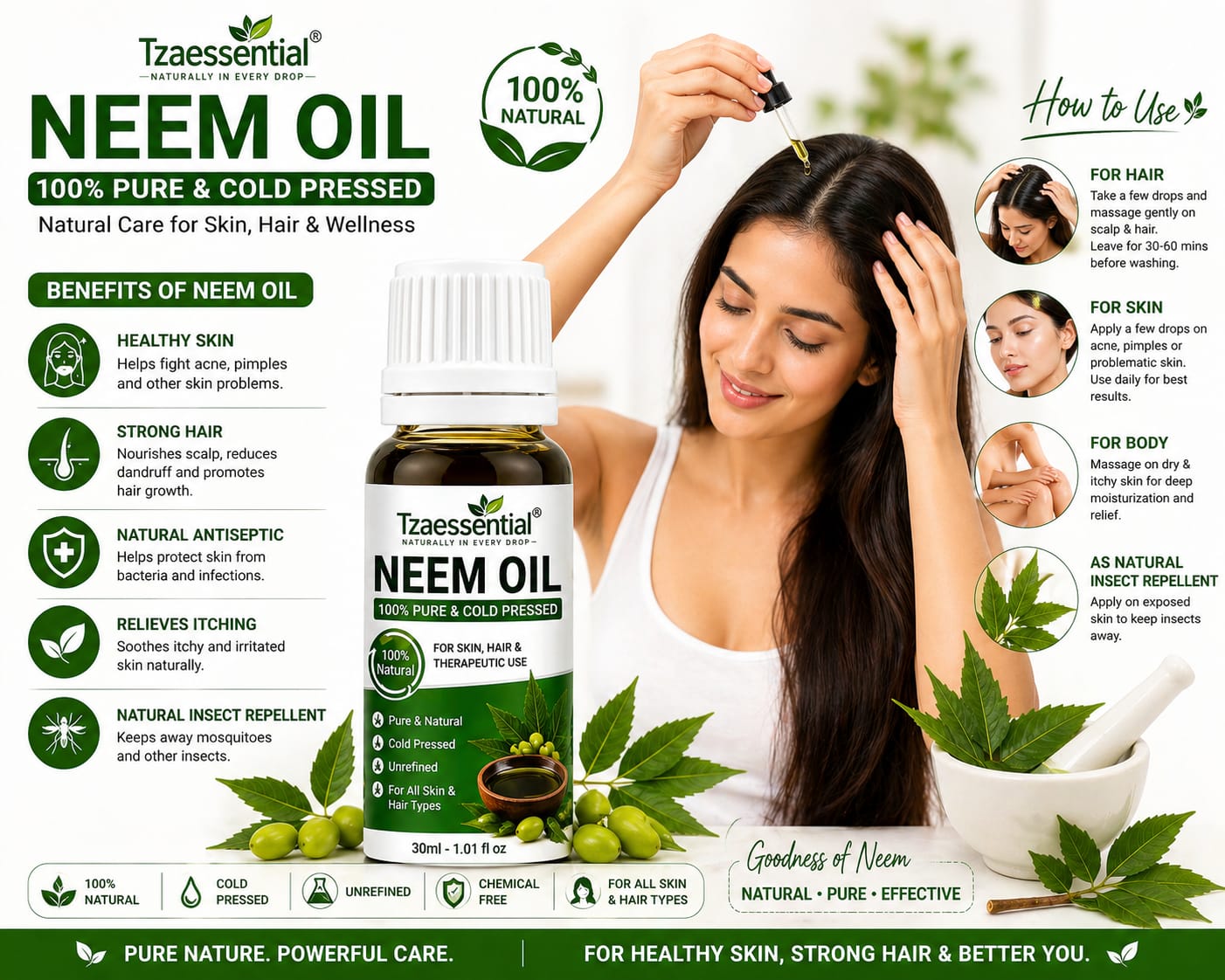Neem Oil Hair Care Skin Care Could Pressed Oil 100 ml