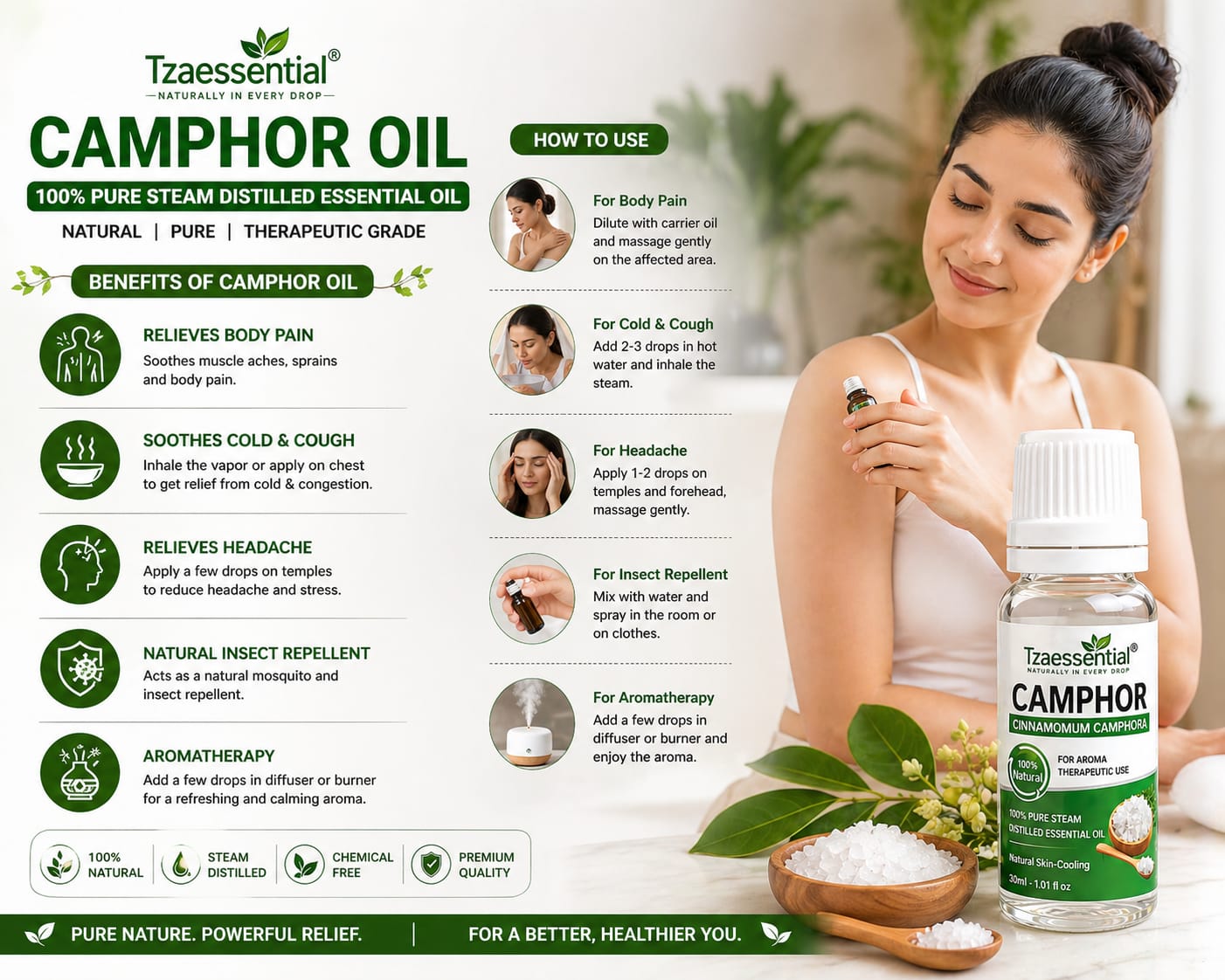 Camphor Essential Oil (Kapoor Oil ) 100% Pure Natural  100 ml