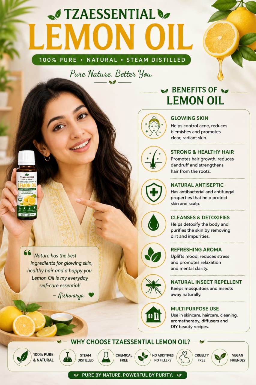 Tzaessential Lemon oil Aromatherapy Hair Crare Essential Oil 100 ml