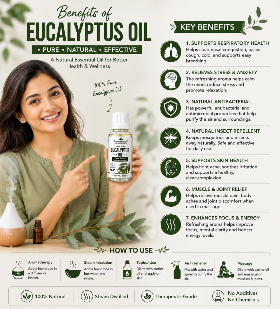 Eucalyptus Essential Oil 100% Pure Natural 100 ml