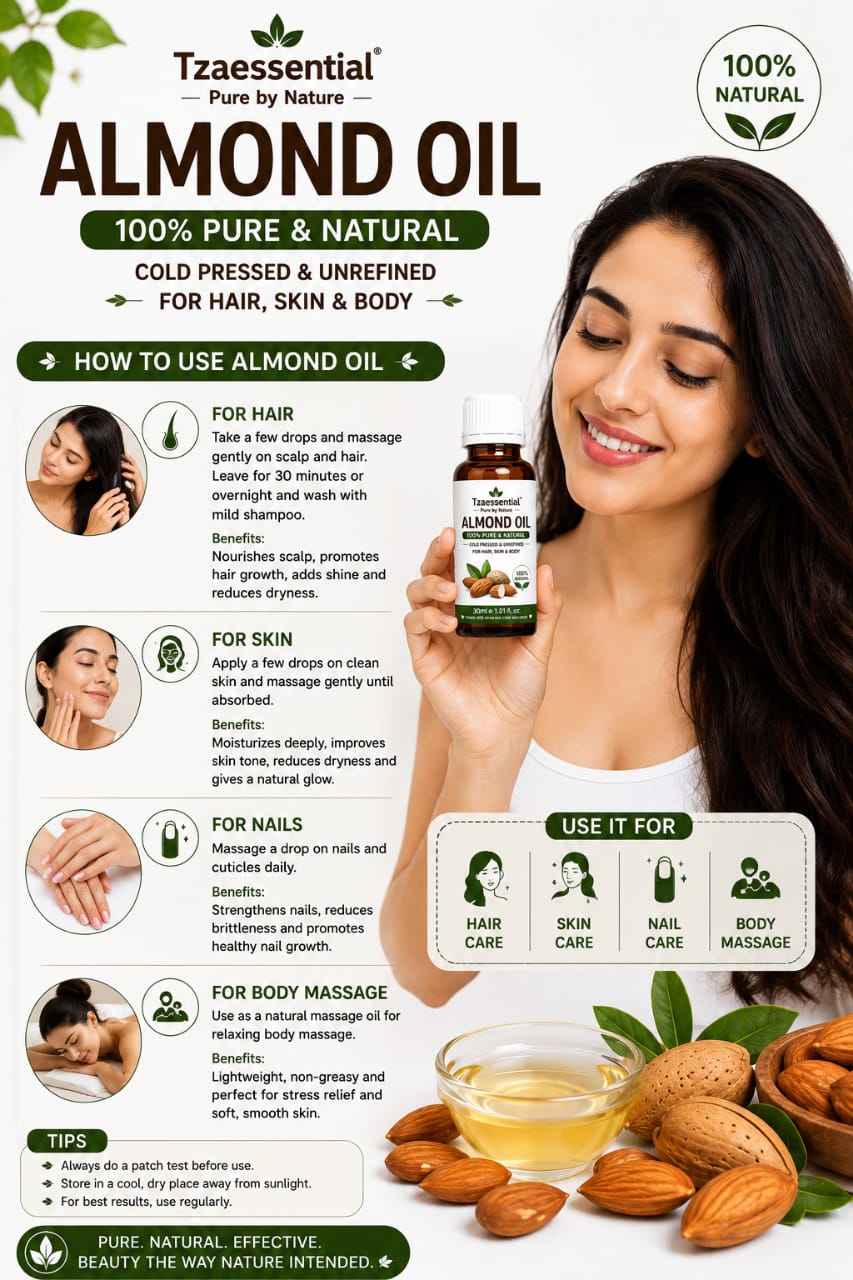 Almond Oil 100% Pure Natural 100 ML With Dropper