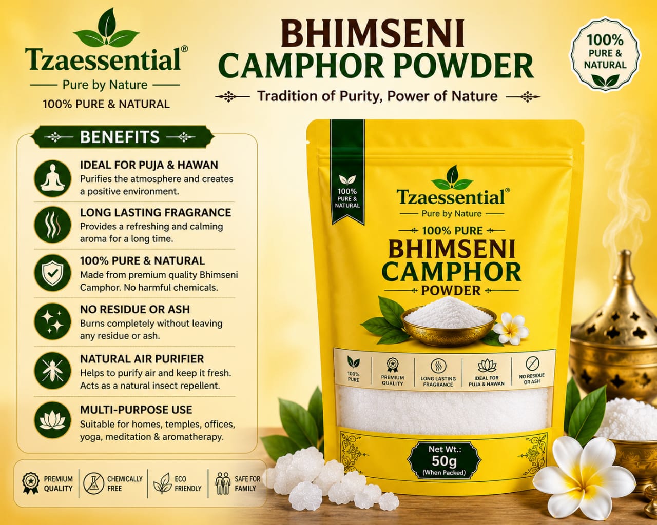 Bhimseni Camphor Powder Pure Natural Kapoor Powder 1 kg